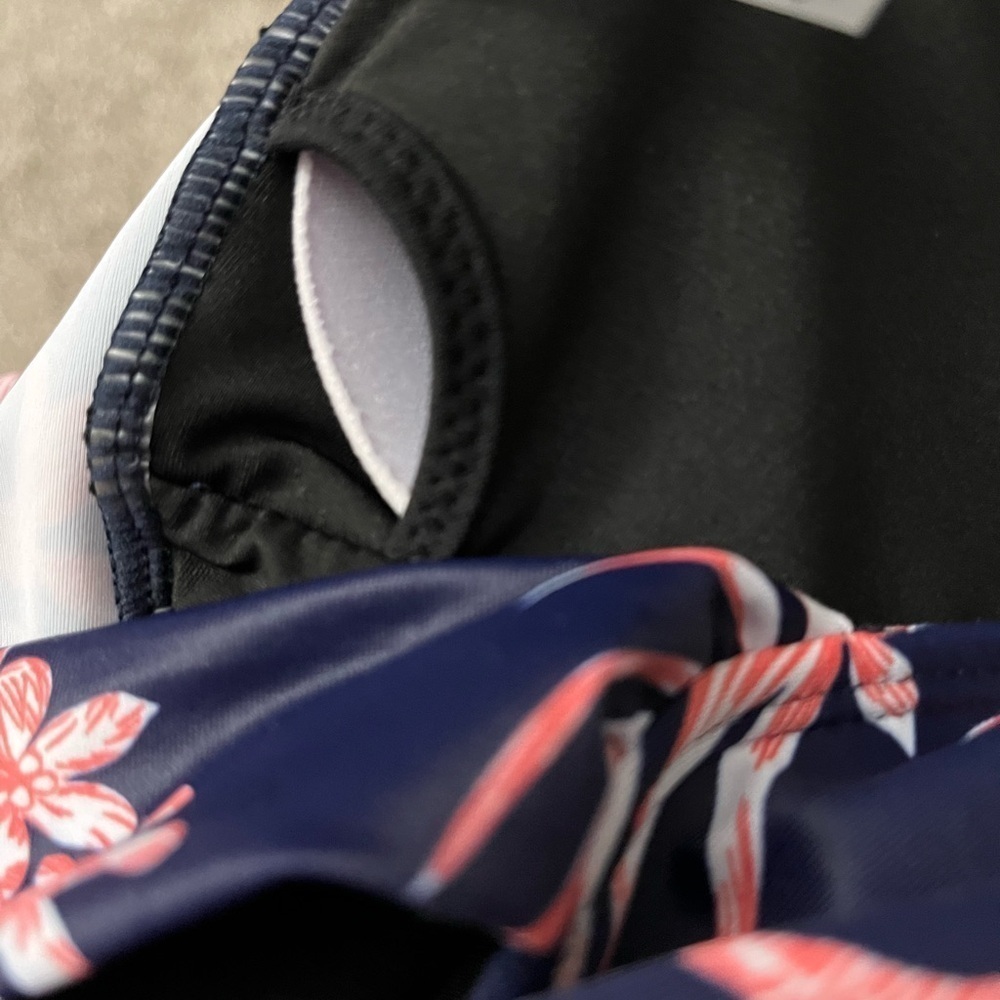 Summer Mae Maternity Swimsuit With Skort Bottom Medium Blue Orange - Picture 6 of 8